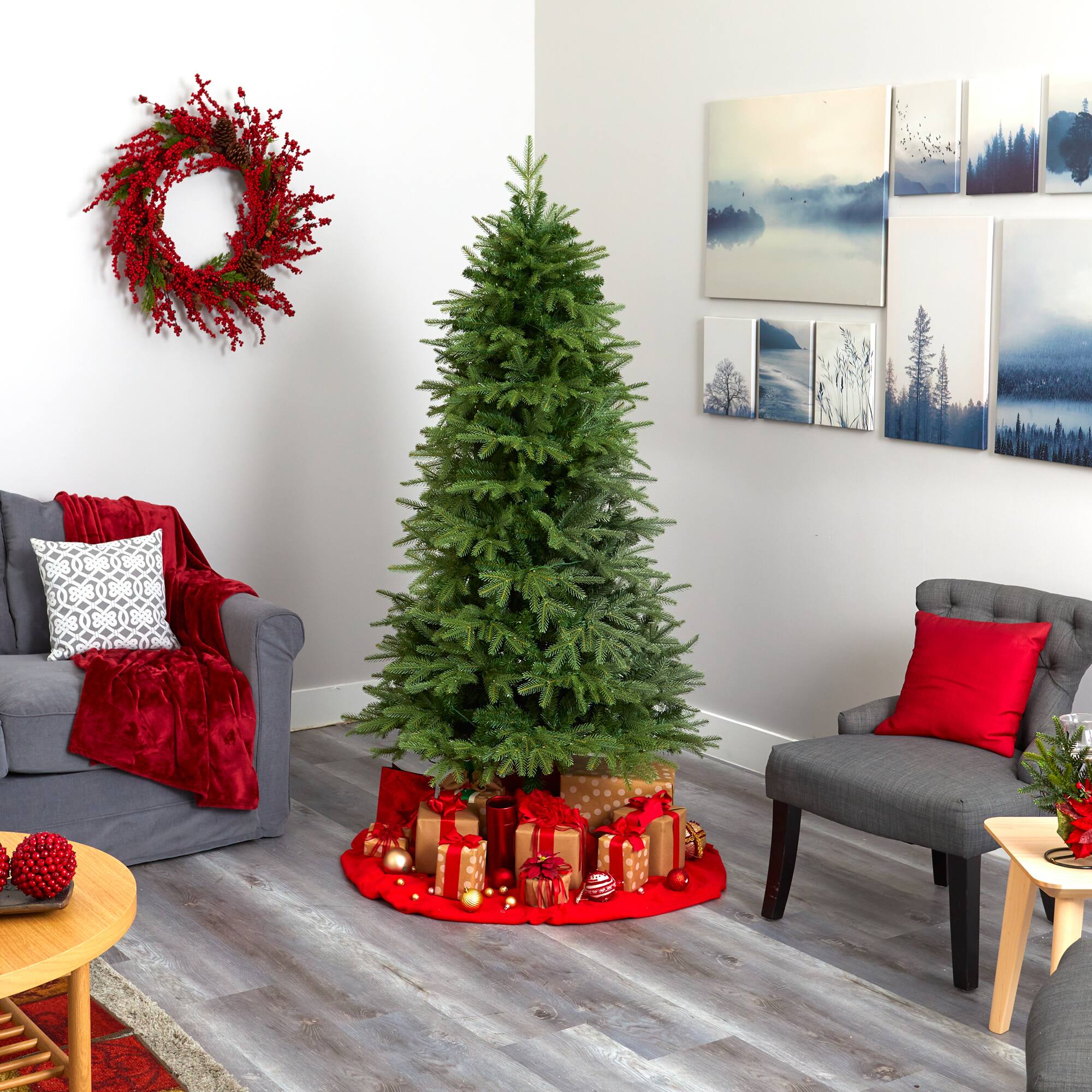 6ft. Pre-Lit Vancouver Fir Natural Look Artificial Christmas Tree, Clear LED Lights